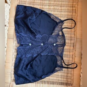 Free People Blue Lace Pajama Top
